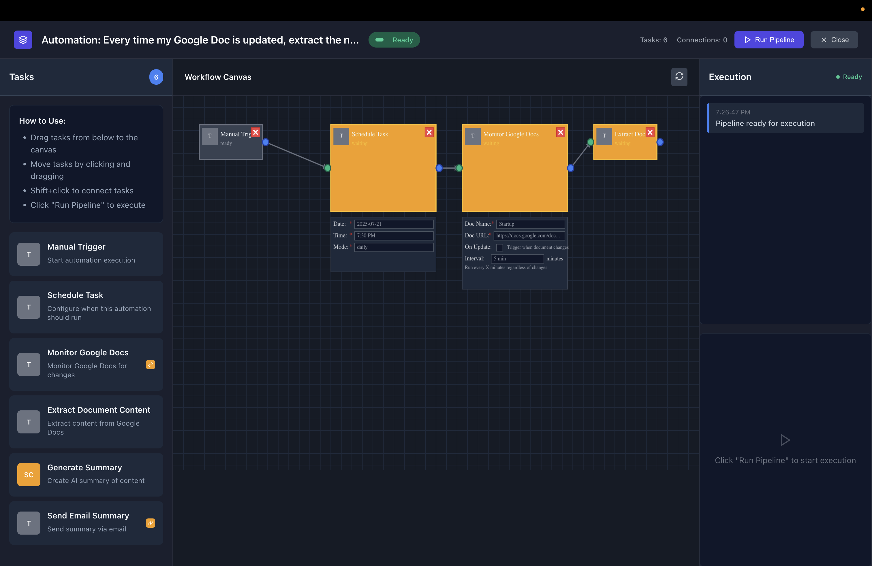 Create automation pipeline